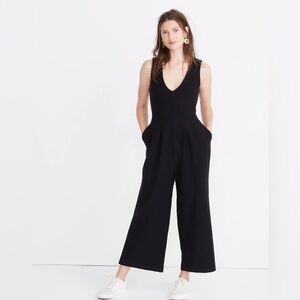NWT Madewell texture and thread black wide leg jumpsuit size medium